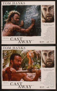 5c103 CAST AWAY 8 LCs '00 Tom Hanks stranded alone on a desert island, Helen Hunt, Robert Zemeckis!