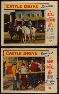 5c715 CATTLE DRIVE 4 LCs '51 Joel McCrea & Dean Stockwell in the great Santa Fe stampede!
