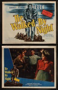 5c181 HE WALKED BY NIGHT 8 LCs '48 documentary style police manhunt for Los Angeles killer!