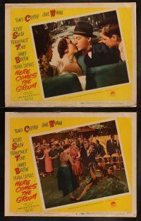 5c475 HERE COMES THE GROOM 7 LCs '51 Bing Crosby & crowd laugh as Jane Wyman pushed into a bush!