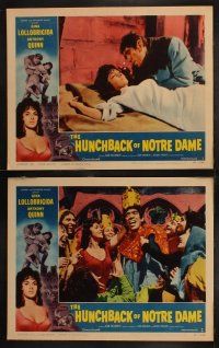 5c195 HUNCHBACK OF NOTRE DAME 8 LCs '57 Anthony Quinn as Quasimodo, Gina Lollobrigida!