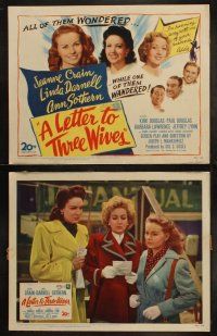 5c229 LETTER TO THREE WIVES 8 LCs '49 Jeanne Crain, Linda Darnell, Sothern, & a young Kirk Douglas!