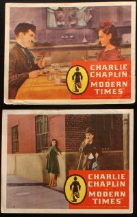 5c584 MODERN TIMES 6 LCs R60s great image of Charlie Chaplin running with gears in background!
