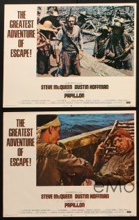 5c669 PAPILLON 5 LCs '73 great images of prisoner Steve McQueen & Dustin Hoffman on Devil's Island!