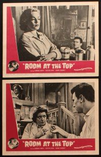 5c592 ROOM AT THE TOP 6 LCs '59 close up of Laurence Harvey glaring at Simone Signoret at table!