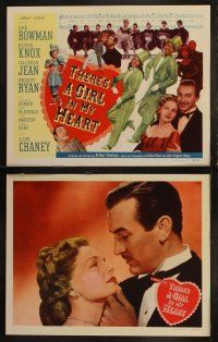 5c365 THERE'S A GIRL IN MY HEART 8 LCs '49 pretty Elyse Knox, Lee Bowman and TC w/ Lon Chaney Jr.!