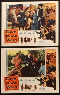 5c614 THEY RODE WEST 6 LCs '54 Robert Francis, May Wynn, Donna Reed, one false move meant death!