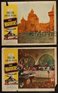 5c856 WARRIORS 3 LCs '55 Errol Flynn, Joanne Dru & Peter Finch in medieval action!