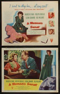 5c430 WOMAN'S SECRET 8 LCs '49 Maureen O'Hara, Melvyn Douglas, Grahame, Nicholas Ray film noir!