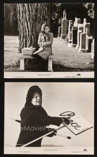 5d909 HAROLD & MAUDE 2 8x10 stills '71 images of Ruth Gordon in graveyard & w/ peace sign!
