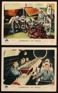 5d241 CONQUEST OF SPACE 2 color English FOH LCs '55 George Pal sci-fi, will happen in your lifetime