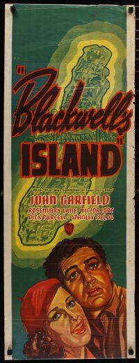 5e042 BLACKWELL'S ISLAND long Aust daybill '39 art of John Garfield & sexy Rosemary Lane!