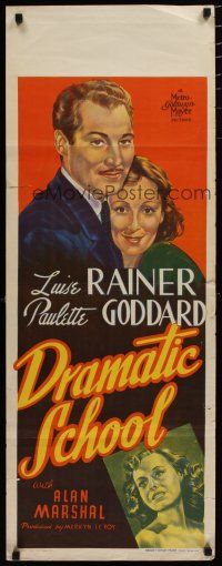 5e043 DRAMATIC SCHOOL long Aust daybill '38 art of Luise Rainer, Paulette Goddard!