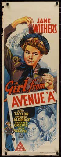 5e046 GIRL FROM AVENUE A long Aust daybill '40 cool different artwork of Jane Withers!