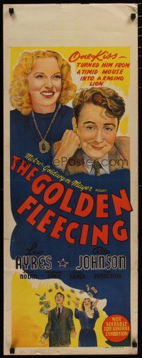 5e047 GOLDEN FLEECING long Aust daybill '40 cool art of Rita Johnson & Lew Ayres!