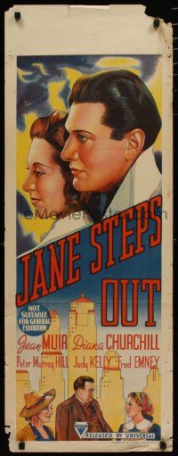 5e050 JANE STEPS OUT long Aust daybill '38 cool artwork of Diana Churchill & Peter Murray-Hill!