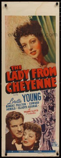 5e053 LADY FROM CHEYENNE long Aust daybill '41 great close-up of pretty Loretta Young, Preston!