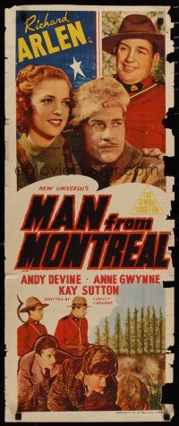 5e056 MAN FROM MONTREAL long Aust daybill '39 Mounties Richard Arlen & Andy Devine save the day!