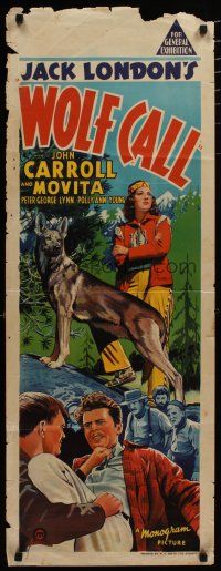 5e063 WOLF CALL long Aust daybill '39 from Jack London novel, art of John Carroll, Movita!