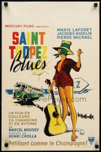 5e423 SAINT TROPEZ BLUES Belgian '61 Marcel Moussy directed, cool Hurel art of Marie Laforet!
