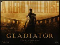 5e782 GLADIATOR teaser DS British quad '00 Russell Crowe in Ancient Rome, directed by Ridley Scott!