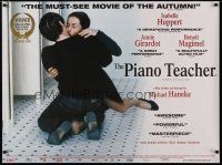 5e825 PIANO TEACHER British quad '01 Isabelle Huppert & Benoit Magimel kissing on bathroom floor!