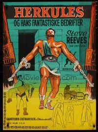 5e672 HERCULES Danish '59 great artwork of the world's mightiest man Steve Reeves!