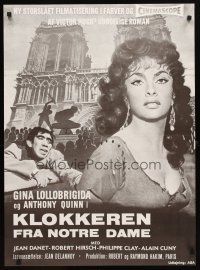 5e680 HUNCHBACK OF NOTRE DAME Danish '56 Anthony Quinn as Quasimodo, sexy Gina Lollobrigida!