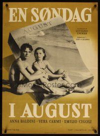 5e727 SUNDAY IN AUGUST Danish '52 Luciano Emmer, Sunday in August, image of couple on beach!