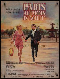 5e479 PARIS IN THE MONTH OF AUGUST French 23x32 '66 art of Charles Aznavour & Hampshire by Mascii!