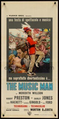 5e166 MUSIC MAN style A Italian locandina '63 Robert Preston, Shirley Jones, Cesselon art!