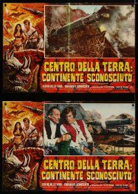 5e174 AT THE EARTH'S CORE set of 7 Italian photobustas '76 Edgar Rice Burroughs, Peter Cushing, AIP!