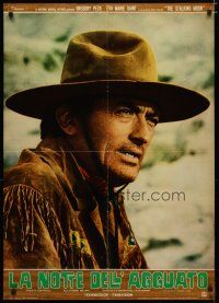 5e159 STALKING MOON Italian 27x37 pbusta '68 close-up of tough cowboy Gregory Peck!
