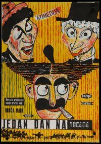 5e125 DAY AT THE RACES Yugoslavian '50s cool different art of Groucho, Chico & Harpo Marx!