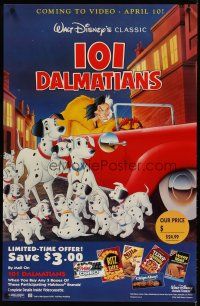 5f582 ONE HUNDRED & ONE DALMATIANS video poster R90s classic Walt Disney canine family cartoon!