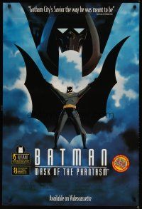 5f090 BATMAN: MASK OF THE PHANTASM video poster '93 DC Comics, great art of Caped Crusader!