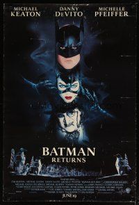 5f089 BATMAN RETURNS white date advance DS 1sh '92 Michael Keaton, Danny DeVito, Michelle Pfeiffer!