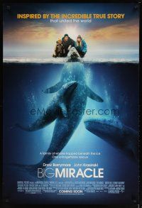5f101 BIG MIRACLE advance DS 1sh '12 Drew Barrymore, John Krasinski, whale family!