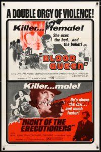 5f113 BLOOD QUEEN/NIGHT OF THE EXECUTIONERS 1sh '73 double feature orgy of violence!