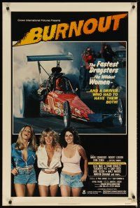 5f142 BURNOUT 1sh '79 fastest dragsters, wildest women & driver who had to have both!