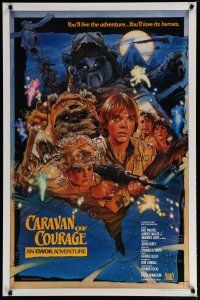 5f150 CARAVAN OF COURAGE style B int'l 1sh '84 An Ewok Adventure, Star Wars, art by Drew Struzan!