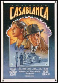 5f155 CASABLANCA video poster R92 cool different LeFleur art of Humphrey Bogart & Ingrid Bergman!