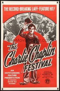 5f162 CHARLIE CHAPLIN FESTIVAL 1sh R1960s a record-breaking laff-feature hit, great images!