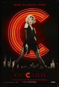 5f167 CHICAGO teaser DS 1sh '02 image of sexy dancer Renee Zellweger as Roxie!