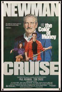 5f176 COLOR OF MONEY 1sh '86 Robert Tanenbaum artwork of Paul Newman & Tom Cruise playing pool!