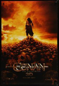 5f182 CONAN THE BARBARIAN teaser DS 1sh '11 Jason Momoa in title role on heap of skulls!