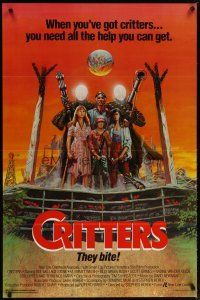5f200 CRITTERS 1sh '86 great completely different art of cast & monsters by Ken Barr!