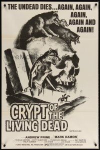 5f203 CRYPT OF THE LIVING DEAD 1sh '73 cool Smith horror art, the undead dies again and again!