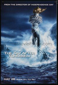 5f221 DAY AFTER TOMORROW style AW teaser DS 1sh '04 Statue of Liberty buried in tidal wave!