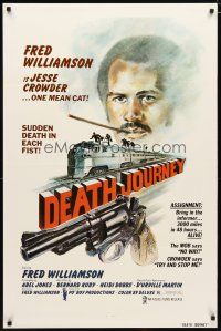 5f227 DEATH JOURNEY 1sh '75 Fred Williamson, cool train and gun artwork design!